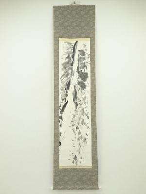 斎仁筆　天城大滝　水墨画　肉筆紙本掛軸